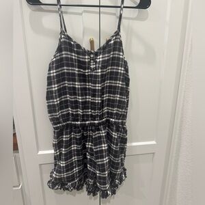 AE Women’s Flannel Ruffle PJ Romper XS NWT